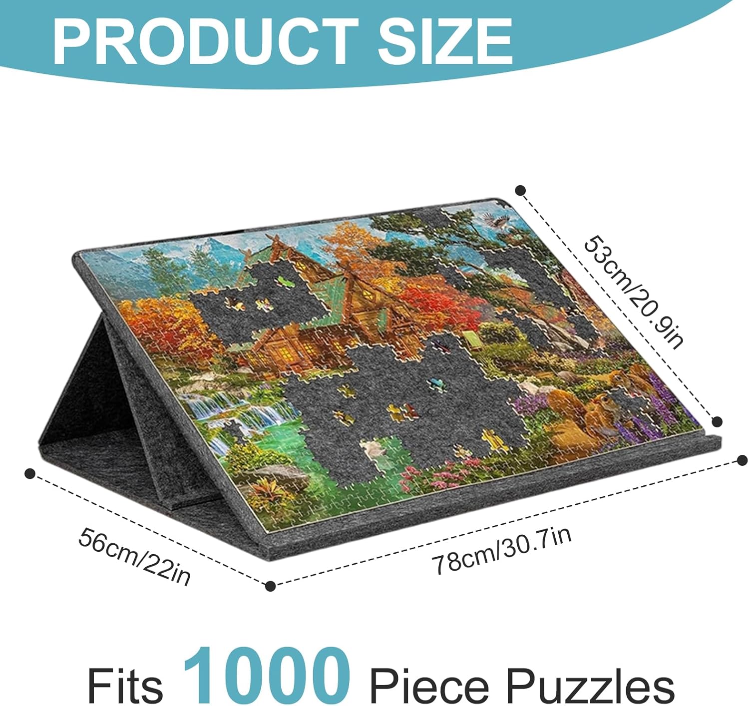 Faltbares Puzzlebrett,Puzzle-Brett 1000 Teile mit 2-in-1-Ständer und Abdeckung,kippbares Puzzle Board mit 6 Sortierer,Puzzletisch Aufbewahrung,Geschenk für Kinder Erwachsene 32 * 22 inches