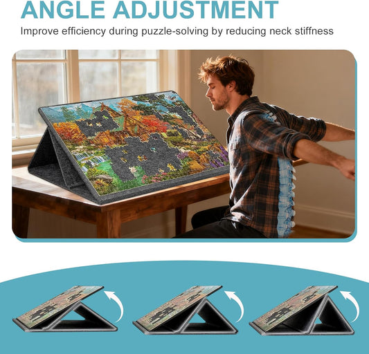 Faltbares Puzzlebrett,Puzzle-Brett 1000 Teile mit 2-in-1-Ständer und Abdeckung,kippbares Puzzle Board mit 6 Sortierer,Puzzletisch Aufbewahrung,Geschenk für Kinder Erwachsene 32 * 22 inches