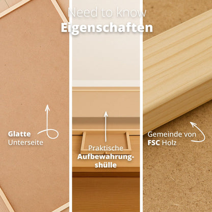 Drehbares Puzzle Board mit Schubladen & Abdeckplatte – Puzzletisch für 1000 Teile, 360° rotierbar, Rutschfester Filz, Sortierfächer, stabiles Holzbrett zum Puzzeln