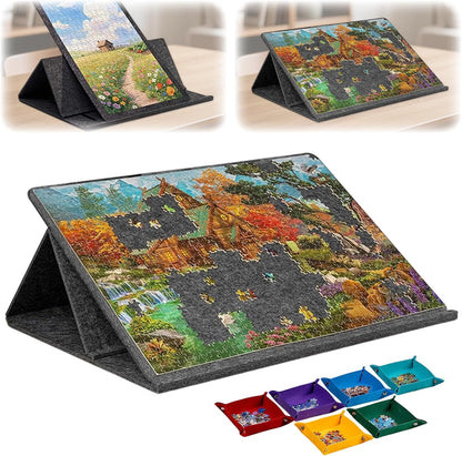 Faltbares Puzzlebrett,Puzzle-Brett 1000 Teile mit 2-in-1-Ständer und Abdeckung,kippbares Puzzle Board mit 6 Sortierer,Puzzletisch Aufbewahrung,Geschenk für Kinder Erwachsene 32 * 22 inches