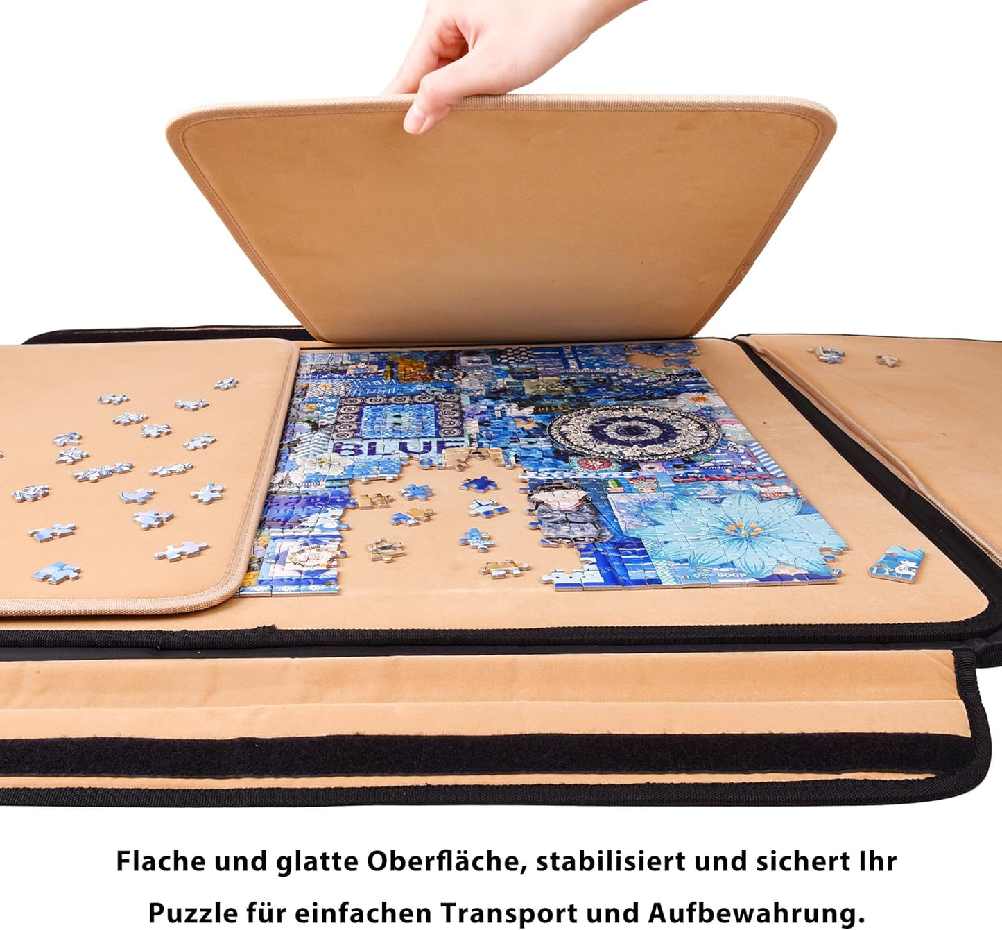 1500 Teile Puzzlebrett, tragbares Puzzlebrett, Puzzletischplatte, Puzzle-Aufbewahrung mit Sortierfächern & abnehmbarem Brett, rutschfeste Oberfläche
