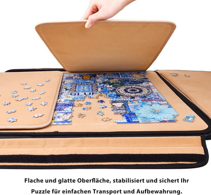 1500 Teile Puzzlebrett, tragbares Puzzlebrett, Puzzletischplatte, Puzzle-Aufbewahrung mit Sortierfächern & abnehmbarem Brett, rutschfeste Oberfläche