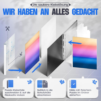 pearway - Stabile Puzzle Mappe [INKL. 5m Puzzlefolie] für Puzzles bis 1000 Teile - das perfekte Zubehör zur Puzzle Aufbewahrung - Organizer für bis zu 40 Werke - Puzzlemappe 1000 Teile