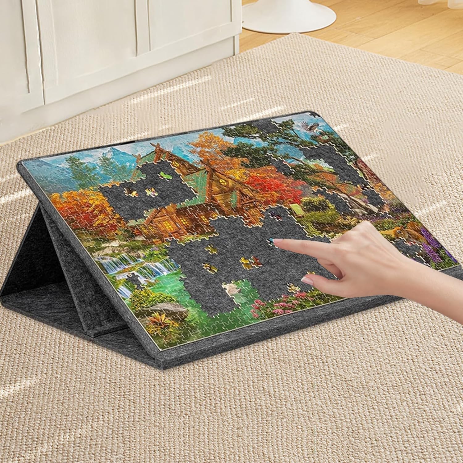 Faltbares Puzzlebrett,Puzzle-Brett 1000 Teile mit 2-in-1-Ständer und Abdeckung,kippbares Puzzle Board mit 6 Sortierer,Puzzletisch Aufbewahrung,Geschenk für Kinder Erwachsene 32 * 22 inches