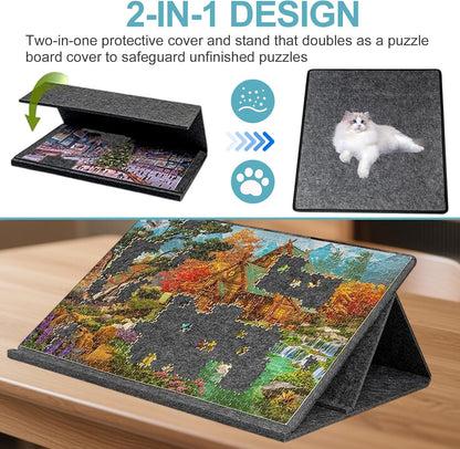 Faltbares Puzzlebrett,Puzzle-Brett 1000 Teile mit 2-in-1-Ständer und Abdeckung,kippbares Puzzle Board mit 6 Sortierer,Puzzletisch Aufbewahrung,Geschenk für Kinder Erwachsene 32 * 22 inches