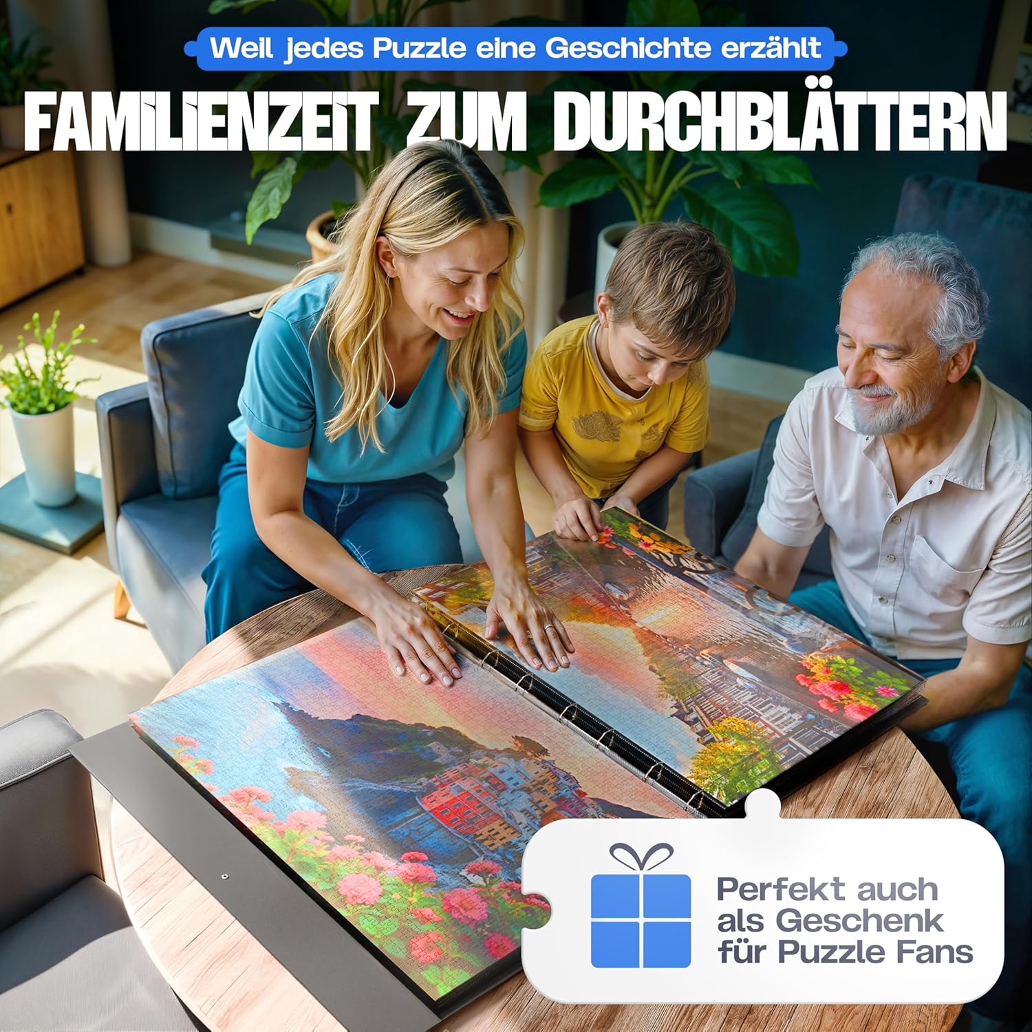 pearway - Stabile Puzzle Mappe [INKL. 5m Puzzlefolie] für Puzzles bis 1000 Teile - das perfekte Zubehör zur Puzzle Aufbewahrung - Organizer für bis zu 40 Werke - Puzzlemappe 1000 Teile
